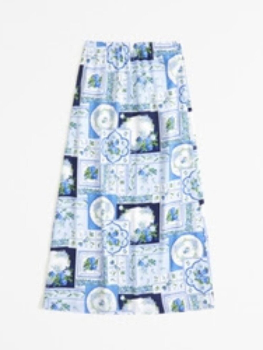 AF Abercrombie & Fitch Faux Silk Maxi Blue Patchwork Skirt Size S Tall NWT